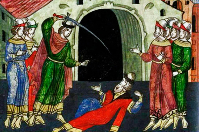 Заглавная иллюстрация: Убийство Юрия Даниловича Дмитрием Михайловичем Грозные Очи в Орде. Фрагмент рисунка из Лицевого свода, XVI век