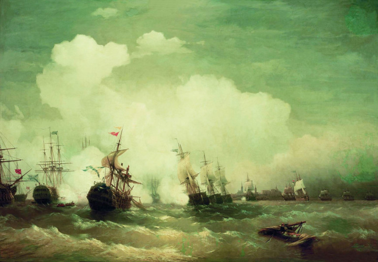 На заглавном фото: Ревельское сражение на картине И.К.Айвазовского