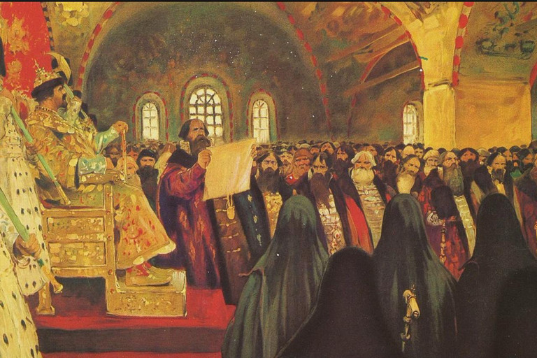 Заглавная иллюстрация. Картина «Земский собор», художник С.В. Иванов, 1908 год