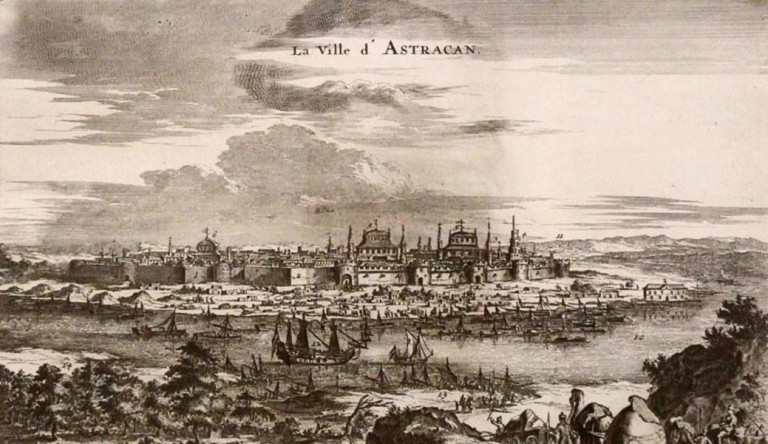 Заглавное фото: Город Астрахань на гравюре XVIII века.