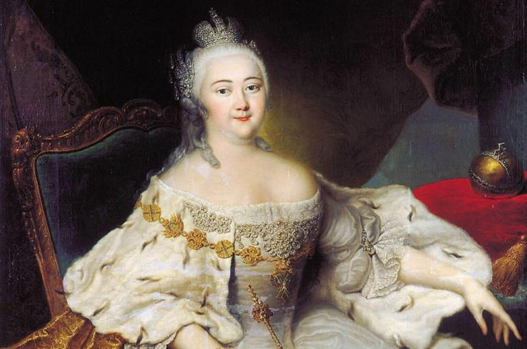 Заглавная иллюстрация. Елизавета Петровна, заключившая союз с Веной, на портрете И.Ф.Гроота