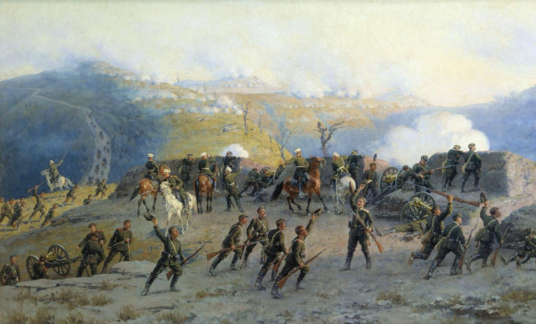 Заглавная иллюстрация. Оборона Шипки на картине А.Д.Кившенко