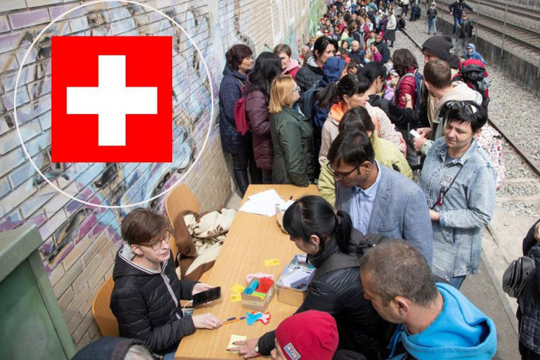 Заглавное фото: Регистрация украинских беженцев на границе Швейцарии