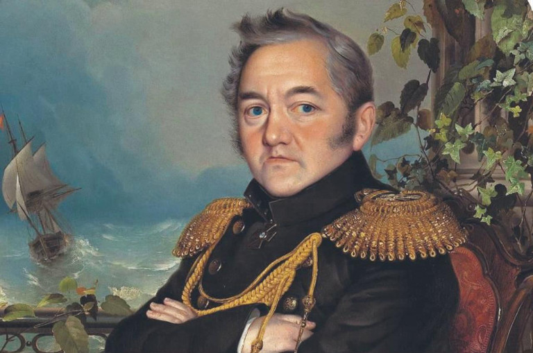 Заглавная иллюстрация. Адмирал Лазарев на картине Р.Г.Шведе