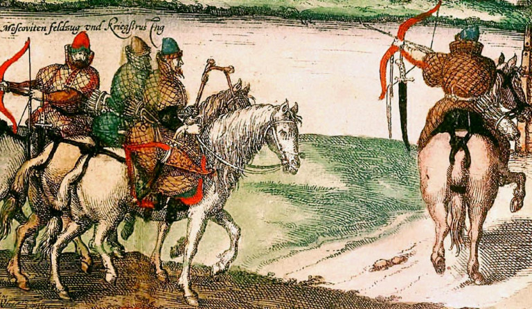 Заглавная иллюстрация. Московское войско в походе на миниатюре С.Герберштейна