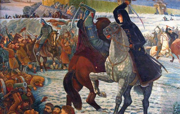 Заглавная иллюстрация. Последний бой Алёны Арзамасской на картине К.Смирнова