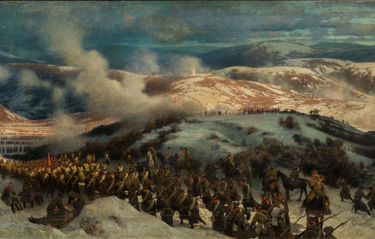 Заглавная иллюстрация. Бой при Ташкисене на картине П.Я.Суходольского