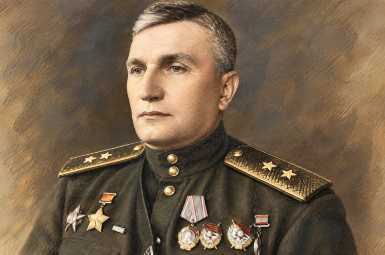 На заглавном фото: Герой Советского Союза генерал-лейтенант Александр Петрушевский