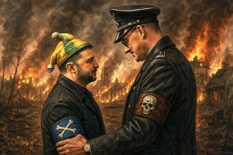 На заглавном фото: Новый фюрер и его украинский прихлебатель