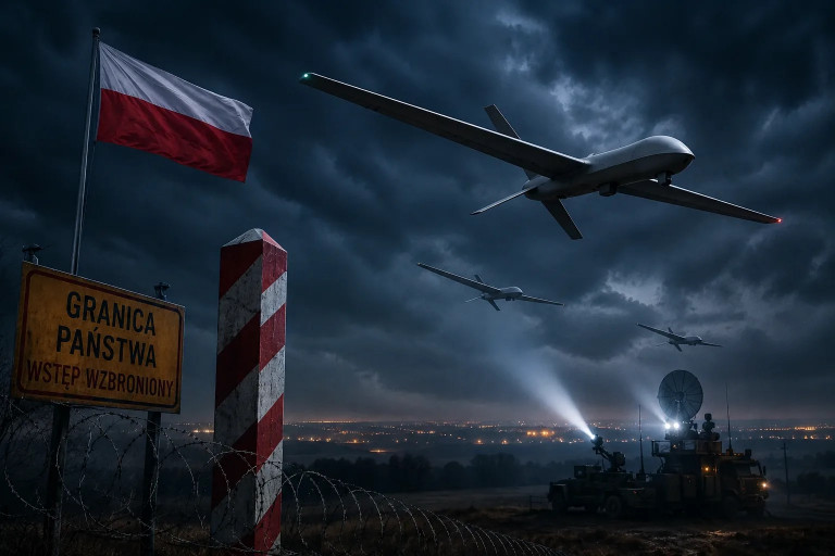 Украинские дроны в небе над Польшей  