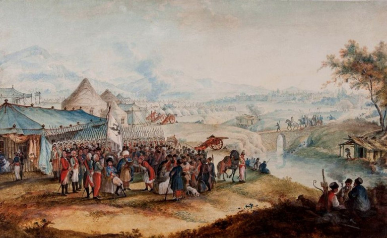 Заглавная иллюстрация. Персидский поход 1796 года на картине художника Г.С.Сергеева