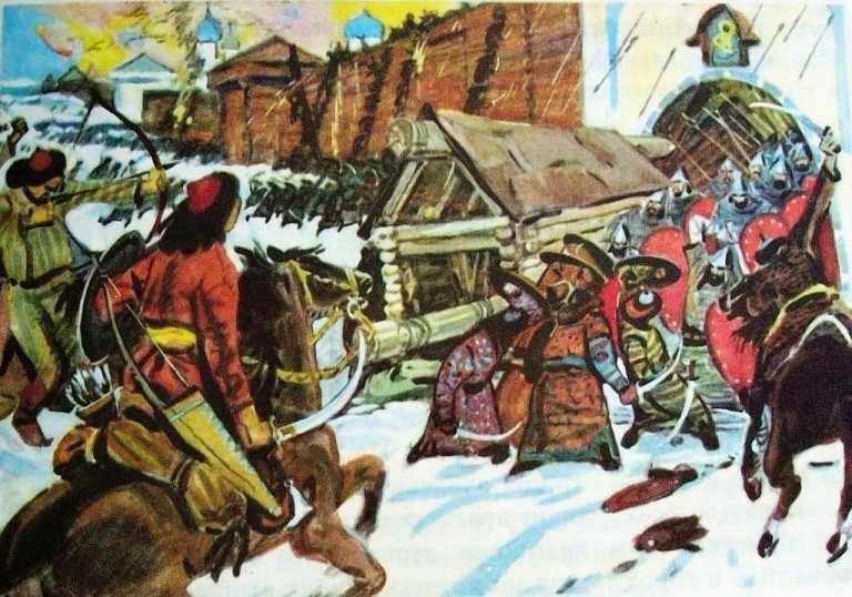 На заглавном фото: Монголо-татары осаждают русский город. Художник И.И. Пчелко