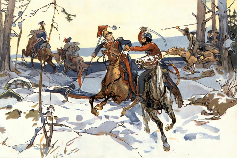 Заглавная иллюстрация. Партизан Денис Васильевич Давыдов. Художник А.П.Апсит, 1912