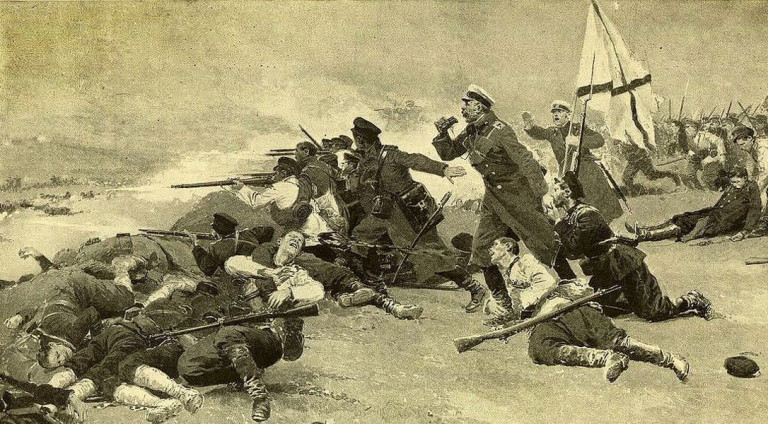 Заглавное фото. Битва при Сандепу на картине Ф.Матании